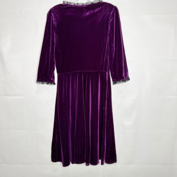 NWT iLover Dress sz Lg Purple Velvet Gothic Vintage Look Fit & Flare - Picture 4 of 10